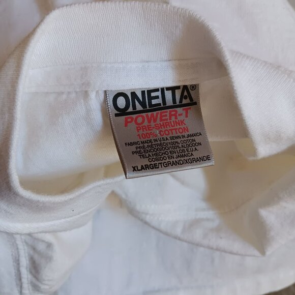 T-shirt XL Single Stitch Vintage 90s Mens 90s Embroidered Fish San Diego Oneita - Picture 6 of 6